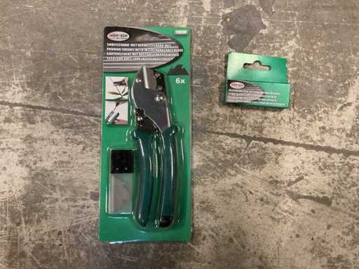 Lotto di cesoie da potatura Hofftech e lame di riserva (1250x)