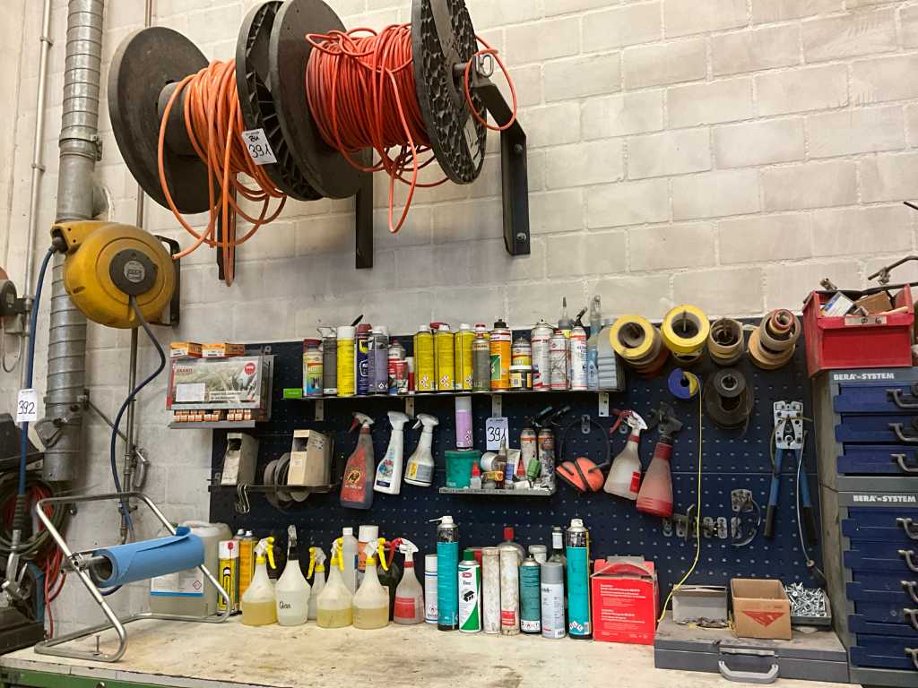 Tool wall and hose reels with contents