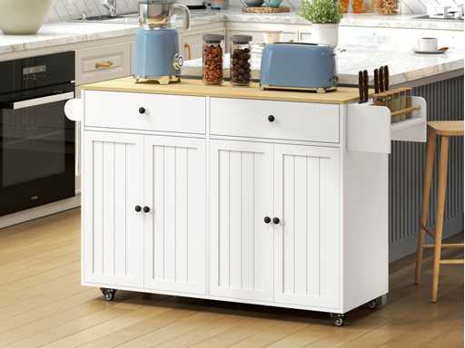 Kantelend keukeneiland, 2 lades, 2 kasten, op wielen,