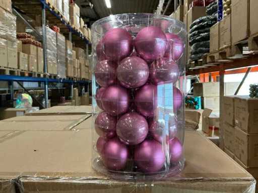 Série de boules de Noël en verre 60mm rose combi 30/tube (144 tubes)