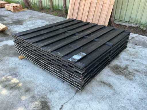 Schermo da giardino di pini nero, 18 assi 180x180 cm (10x)