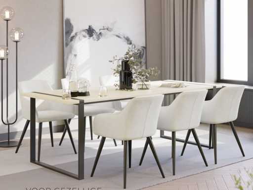 Aspect chaise velvet noir / crème (x6)