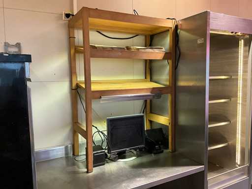 Houten presentatiestelling met LED-verlichting