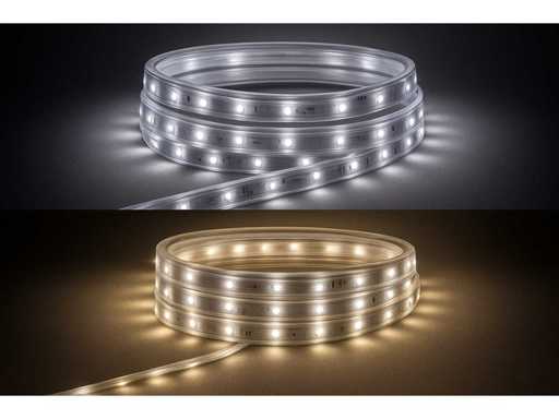 5 x taśma LED – 25 metrów – 10W/m – biała i ciepła biel – wodoodporna IP65