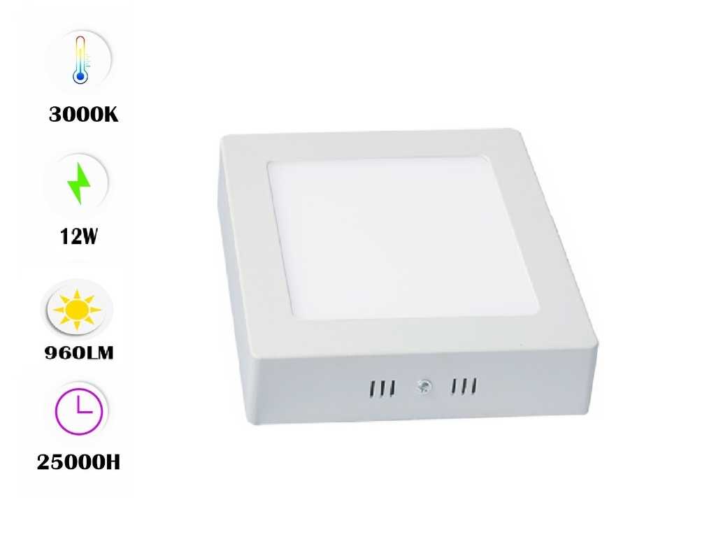 20 x Pannello LED 12W - LED SMD - Montaggio superficiale - quadrato - 3000K (bianco caldo)