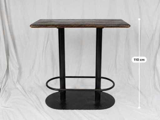 Stehtisch aus Holz mit Metall-Fußstütze