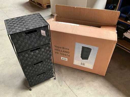 Rack de rangement métallique Vepa Bins avec 4 paniers noirs (2x)
