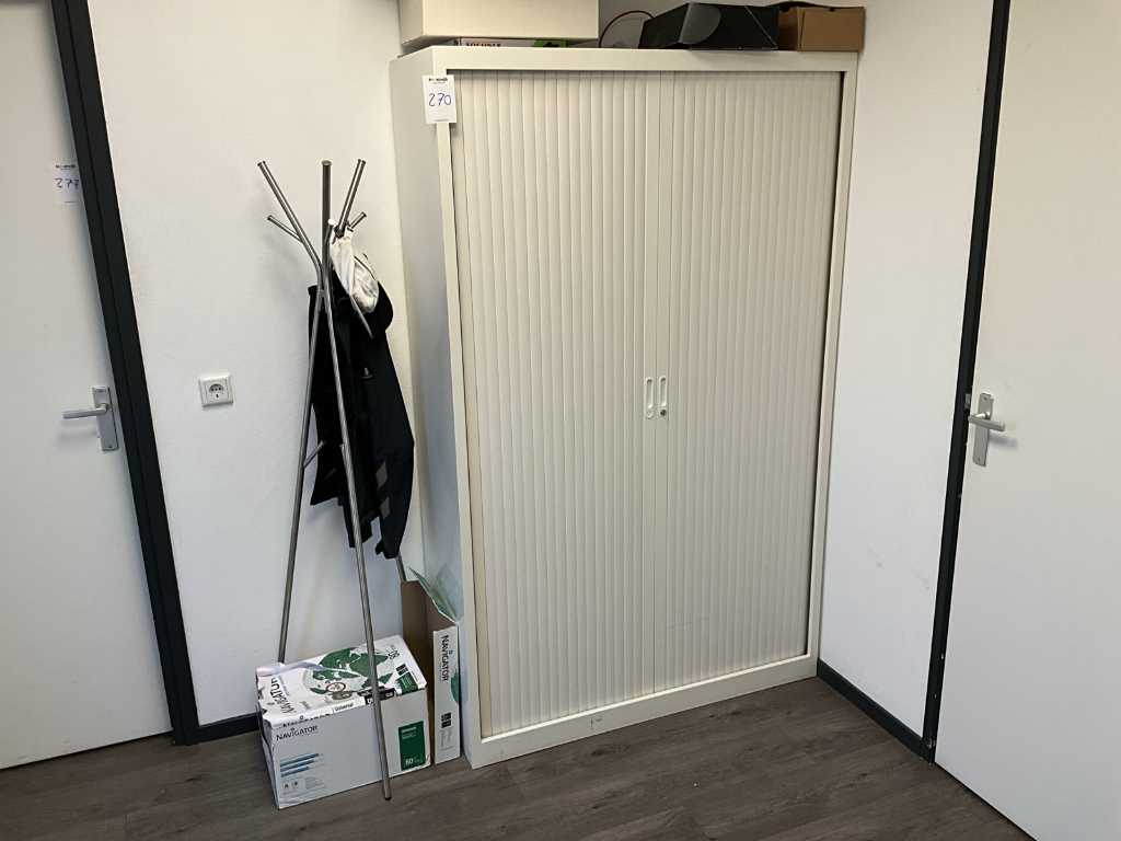 Roller door cabinet with office supplies