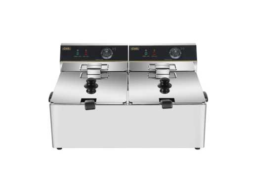 Horeca Apparatuur - Professionele elektrische frituurpan 2 Manden 11L - Frituurpan