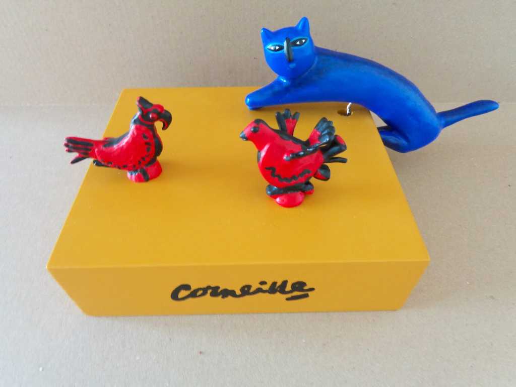 Corneille “Blauwe Kat met twee vogels”