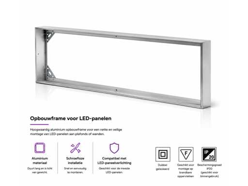 8 x Oberflächenmontierter Rahmen für LED-Panel – 1200x300mm – IP20 – RAHMEN-30120