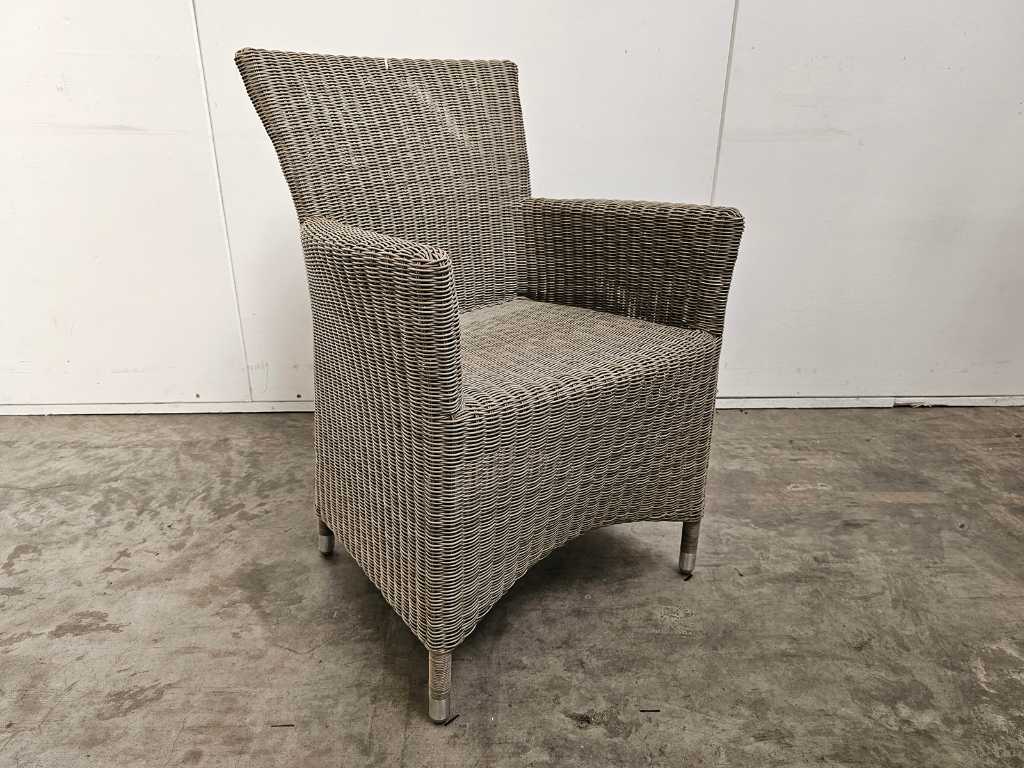 2 x chaise longue de luxe en osier Dakota Kobo gris avec accoudoir