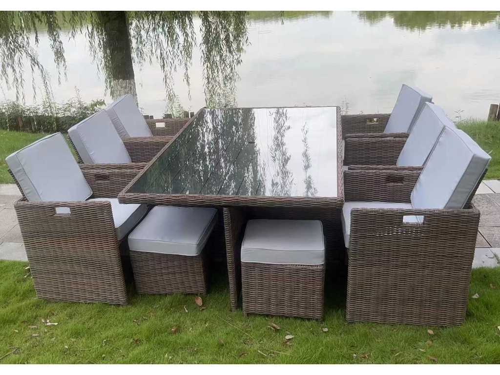 11 piece rattan discount cube set grey