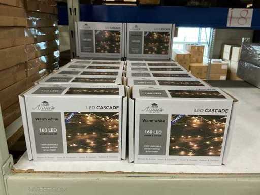 Lot Anna’s Collection LED Cascade blanc chaud 160 LED 8 fils x 200 cm (20x)