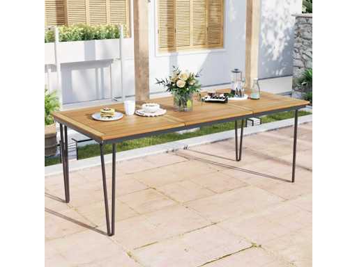 Table de jardin -(Naturel/Noir)