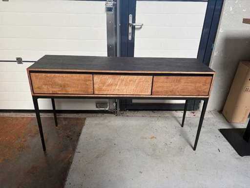 Wall table teak/metal 3-drawers
