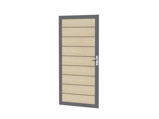 Ușă de grădină din aluminiu - stejar cu aspect lemn - 183x93 cm