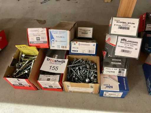 11 dozen houtschroeven pluggen en ankerbouten