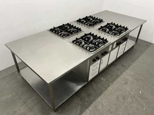 Îlot de cuisine en acier inoxydable