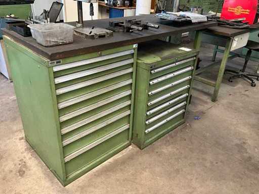 Work table with chest of drawers