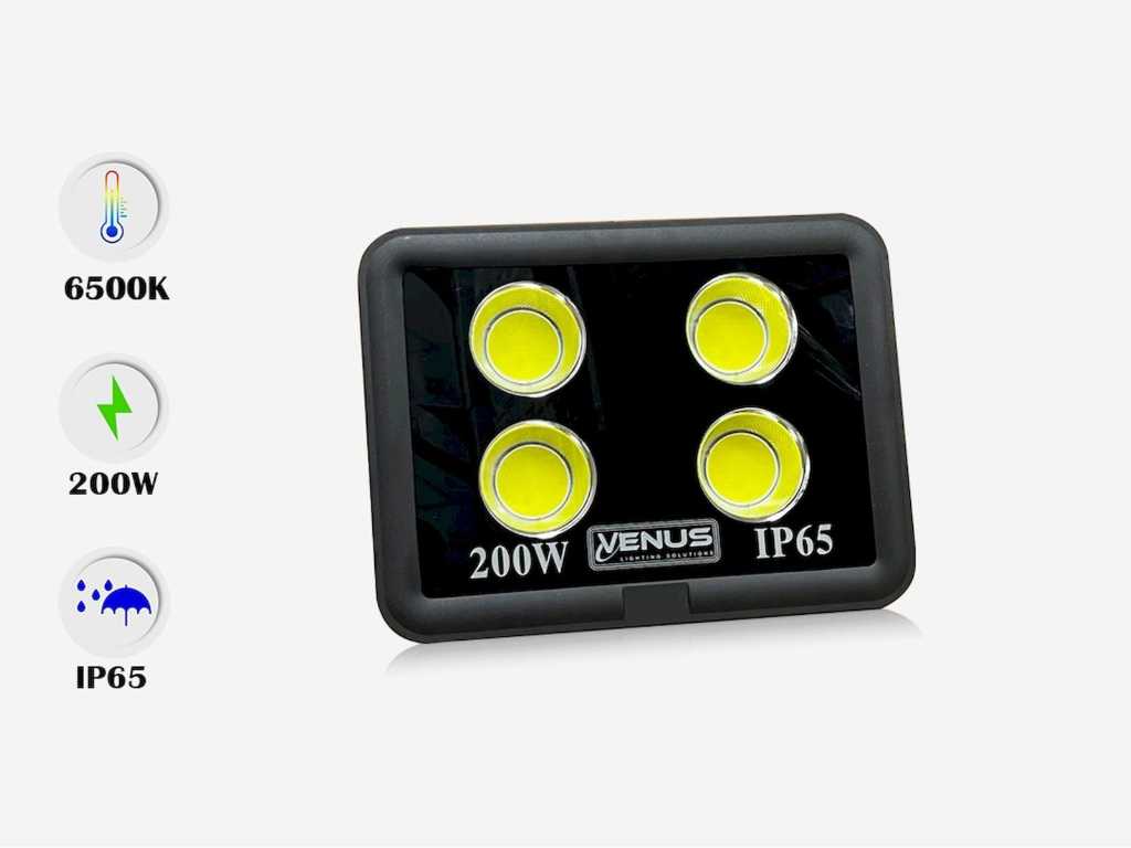 4 x LED Breedstraler 200W -koud wit 6500K