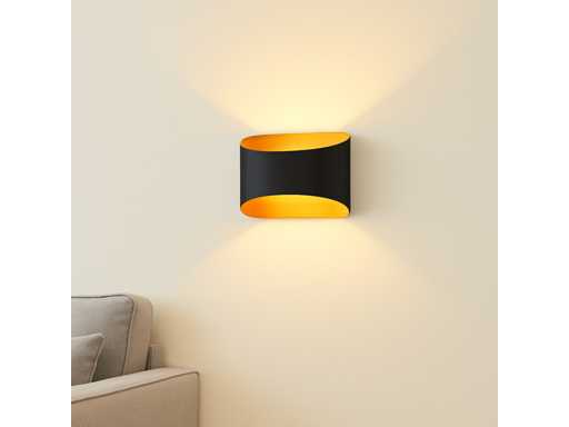 Lumières murales LED SW-15 – 3500K – COB – IP54 – Noir/Or (4x)