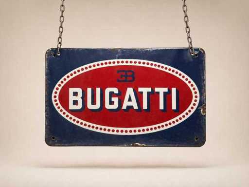 Panneau publicitaire original de la Bugatti