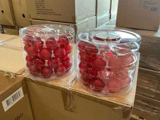 Partij glazen kerstballen 40mm red/pink/orange 36/tube (134 tubes)