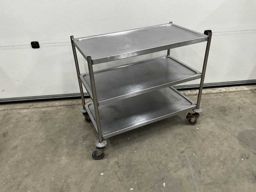 Stainless steel serving trolley