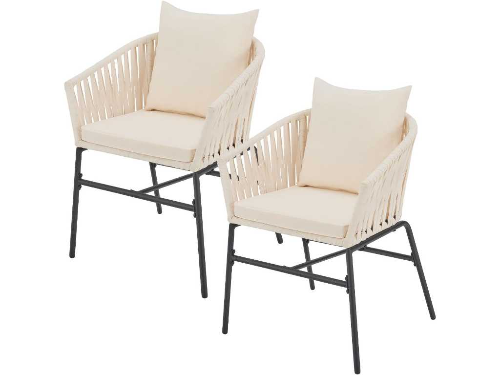 Set of 4 Garden Chairs with Braided Rope