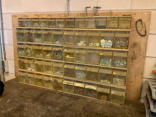 32-Piece Parts compartment cabinet including contents
