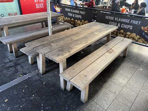 Cabines - Terrasse Table en bois avec 2 bancs