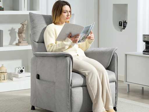 Elektrische relaxstoel met geheugenfunctie, intrekbare voetensteun, afstandsbediening, grijs