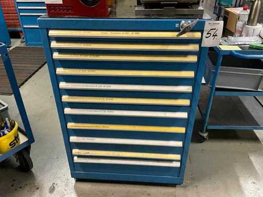 Schubladenschrank mit Inhalt