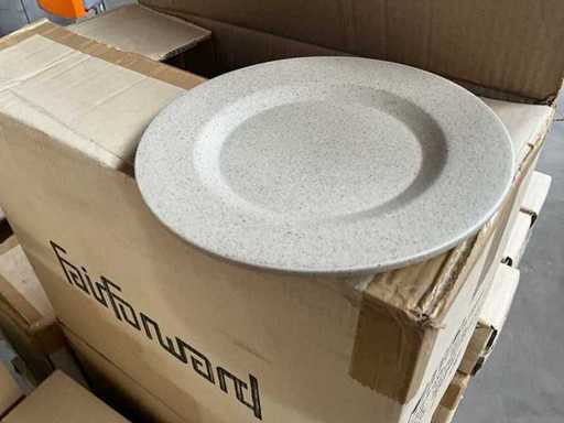 Fair Trade bord mat beige Piet Hein Eek +/- Ø22cm (62x)