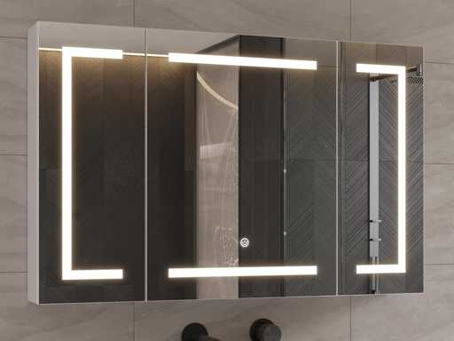 Armoire de salle de bain avec miroir, éclairage LED et prise