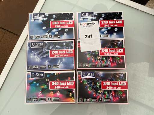 C.Star. Schutzart IP44. Innen- / Außenbereich, Weihnachts-LED-Beleuchtung. (6-fach)