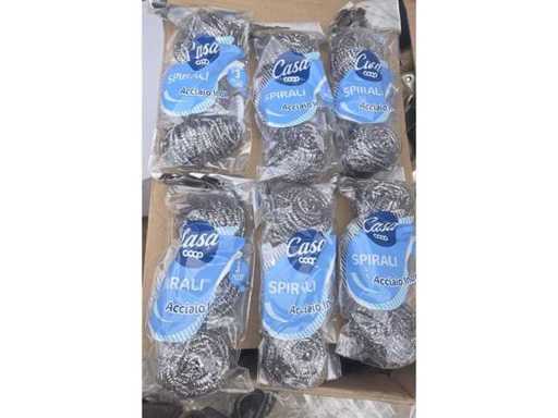 Juego de 40 paquetes de 3 esponjas espirales de acero inoxidable – 120 esponjas