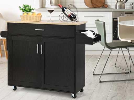 Kitchen Dessert with Lockable Wheels, Central Kitchen Island