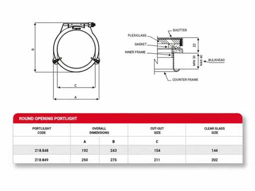 Hublot en acier inoxydable Nemo 211 mm - 218 849