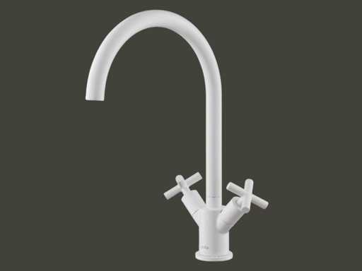 Keukenmengkraan mat wit met kruisgreep