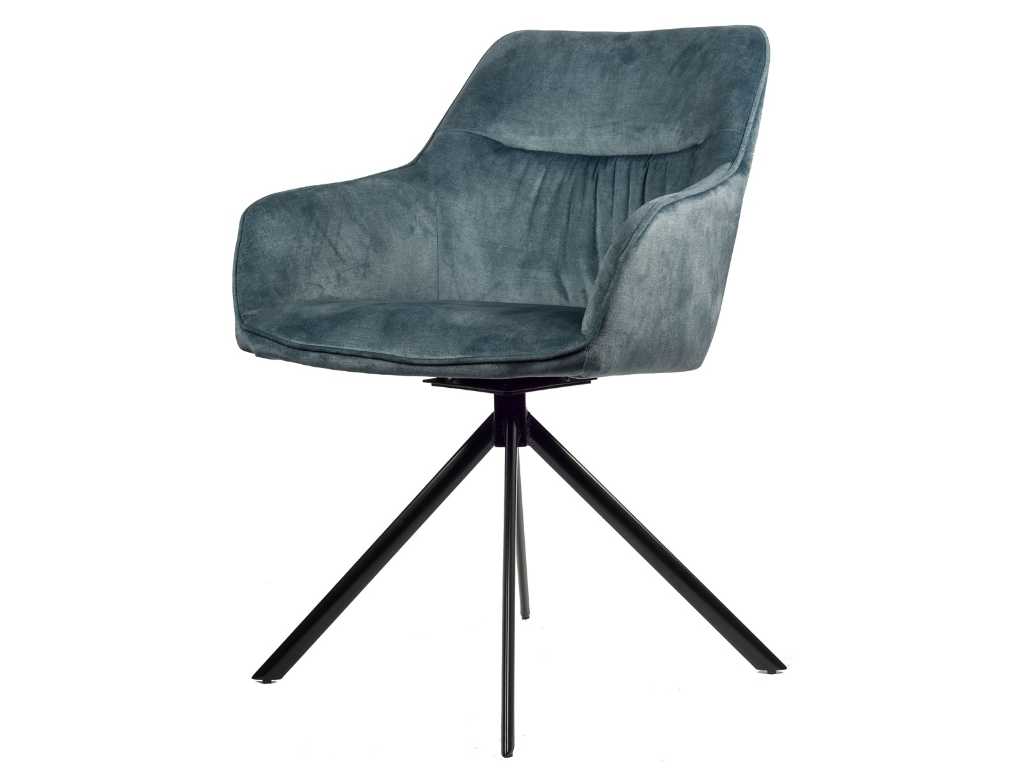 8x Design dining chair blue velvet