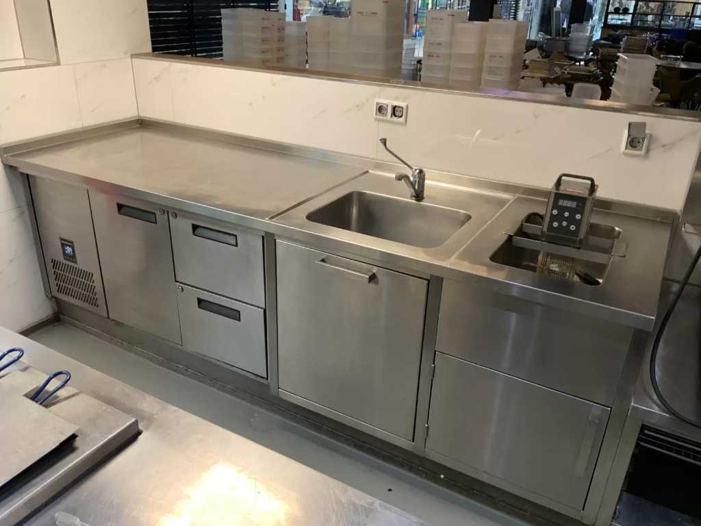 Sincold - Stainless steel sink with refrigerated workbench