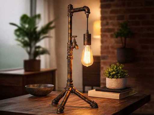 2 x lampes de table rétro industrielles 