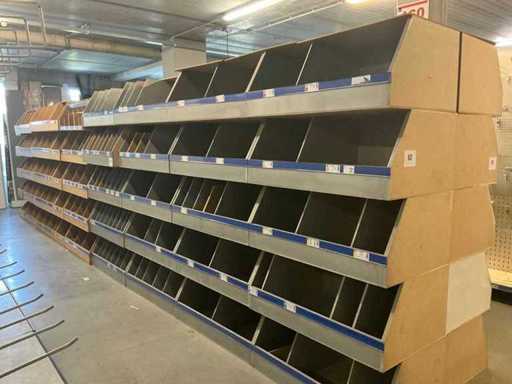 Wooden sorting bins (+/- 8 running meters)