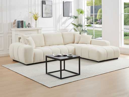 Beige stof stof rechterhoek bank