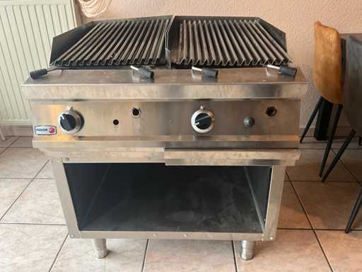 Fagor gas Grill- en bakplaat, voorzien van 2 bakzones en onderkast