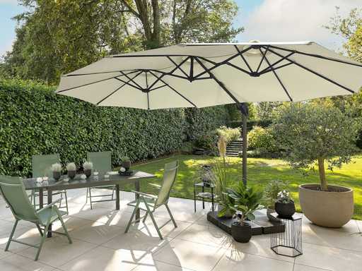 Dubbele uitkragende parasol GROENE LOUNGE XXL - 460 x 270 cm - Taupe