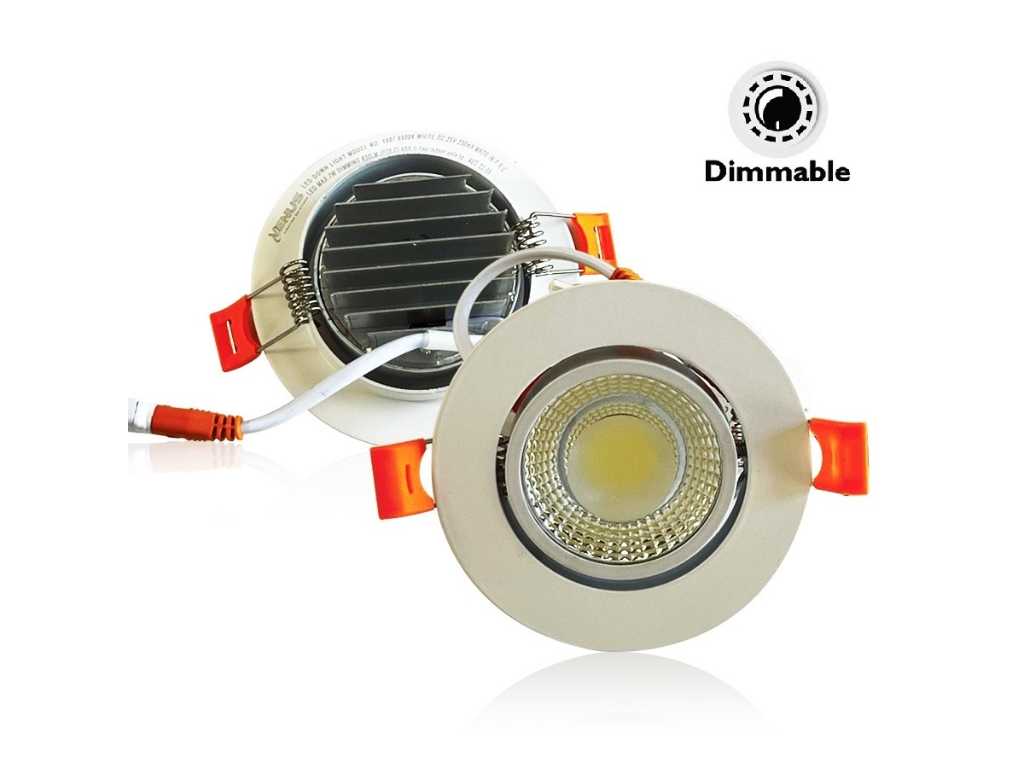 100 x Recessed spotlight 7W LED White dimmable 6500K daylight 
