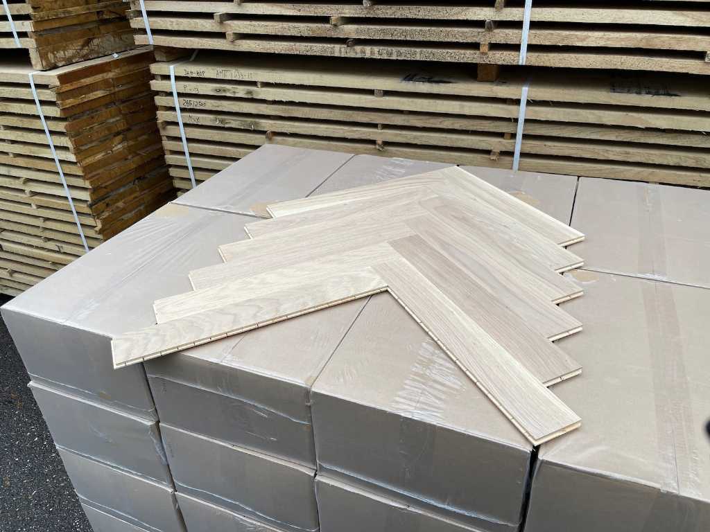 66,60 m2 parchet din lemn de stejar herringbone alb spălare 70x440 mm
